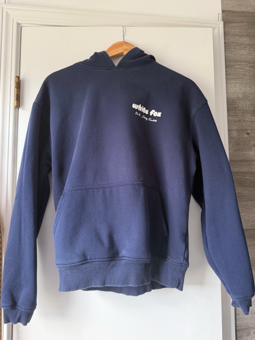 White Fox Boutique Navy Crewneck Sweatshirt with White Logo - Picture 2 of 2